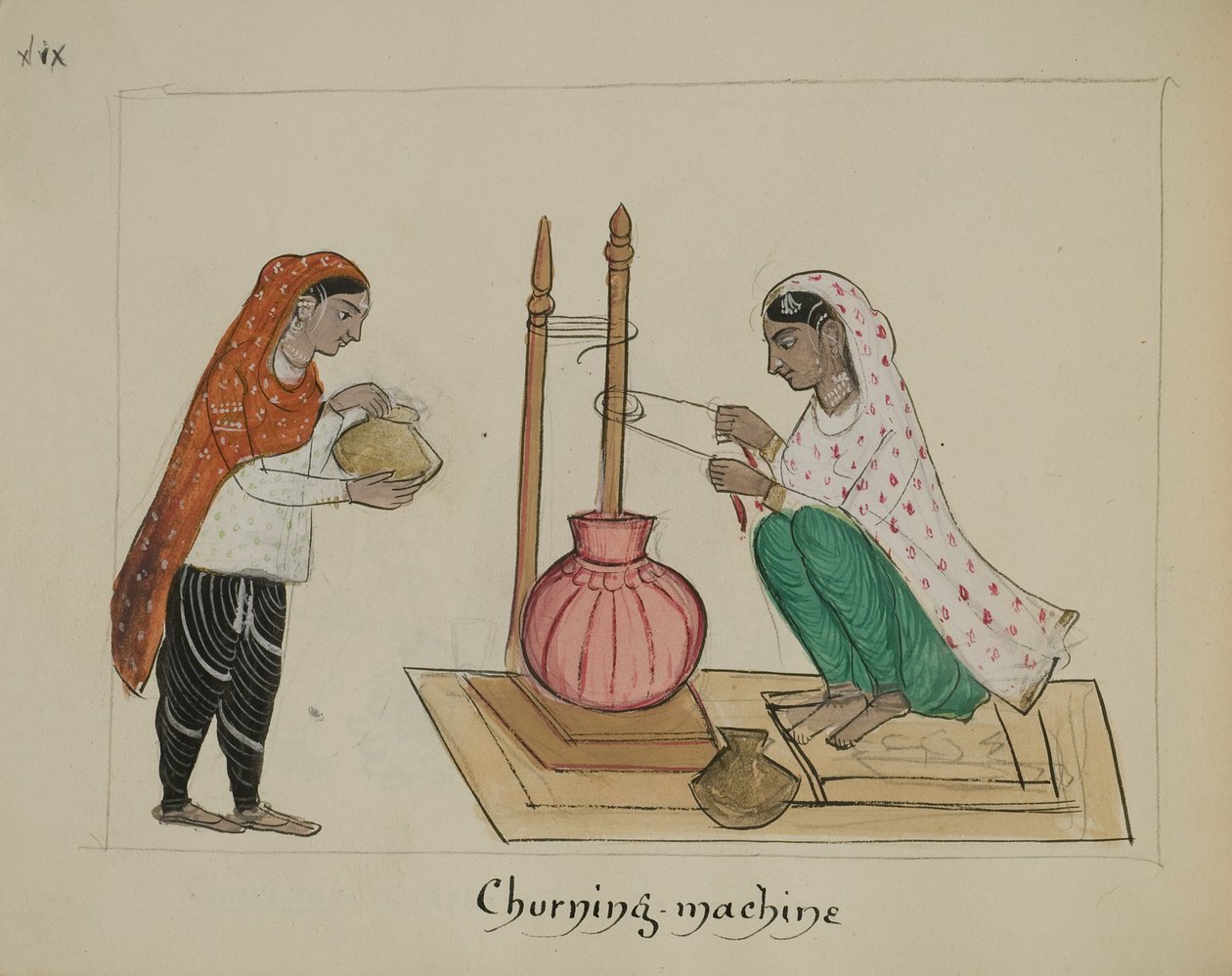 To kvinder med en kærnemaskine af Punjabi School