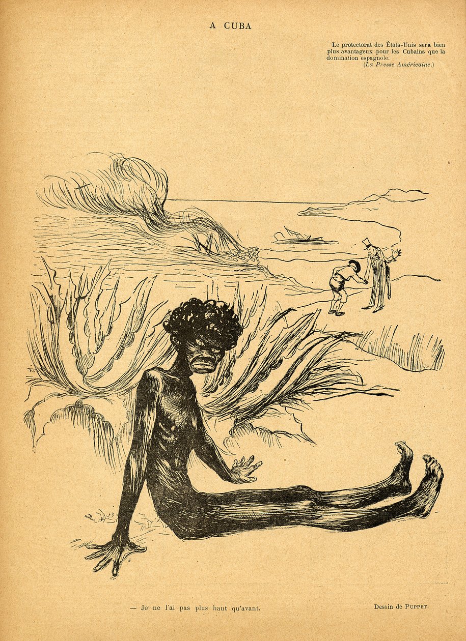USA tager Cuba fra Spanien, tegneserie fra Le Rire, 29. oktober 1898 af Puppet