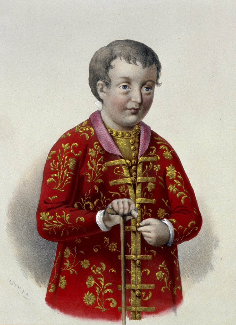 Storhertug Simeon Alexeievitch (1665-1669) af Rusland (Tsarevich Simeon Alexeevich af Rusland). Værk af Pyotr Fyodorovich Borel (1829-1898), litografi omkring 1860. Russisk kunst fra det 19. århundrede, neoklassicisme. Det russiske statsbibliotek, Moskva. af Pyotr Fyodorovich Borel