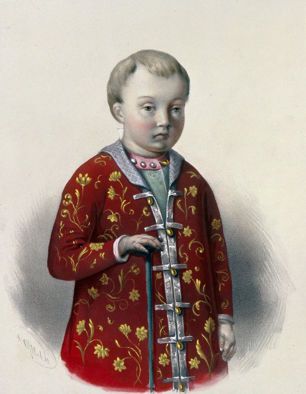 Storhertug Dmitri Alexeevich af Rusland (1648-1649) (Tsarevich Dmitri Alexeevich af Rusland). Værk af Pyotr Fyodorovich Borel (1829-1898), litografi omkring 1860. Russisk kunst fra det 19. århundrede, neoklassicisme. Det russiske statsbibliotek, Moskva. af Pyotr Fyodorovich Borel