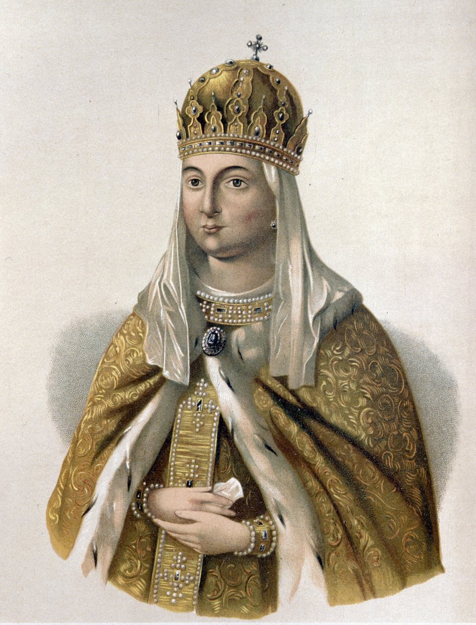 Portræt af Eudoxie Strechnieva (1608-1645), hustru til zar Michael I af Rusland (Mikhail Fyodorovich Romanov) af Pyotr Fyodorovich Borel