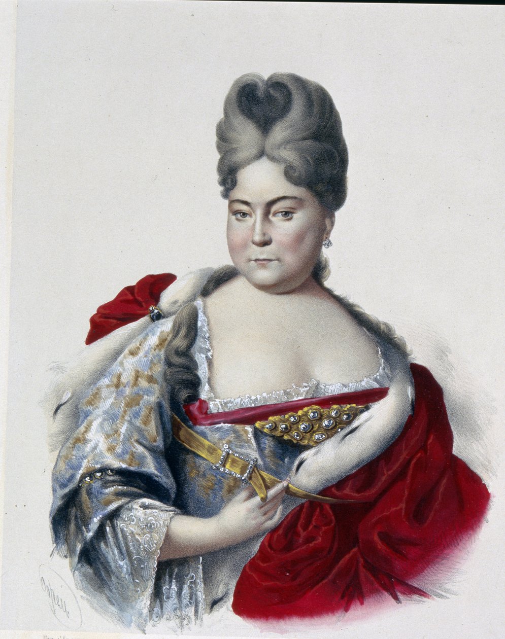 Portræt af storhertuginde Natalya Alexeevna af Rusland (1673-1716), søster til zar Peter I Den Store (1672-1725). (Portræt af Storhertuginden Natalya Alexeevna af Rusland, søster til zar Peter Den Store). Arbejde af Pyotr Fyodorovich Borel (1829-1898), af Pyotr Fyodorovich Borel