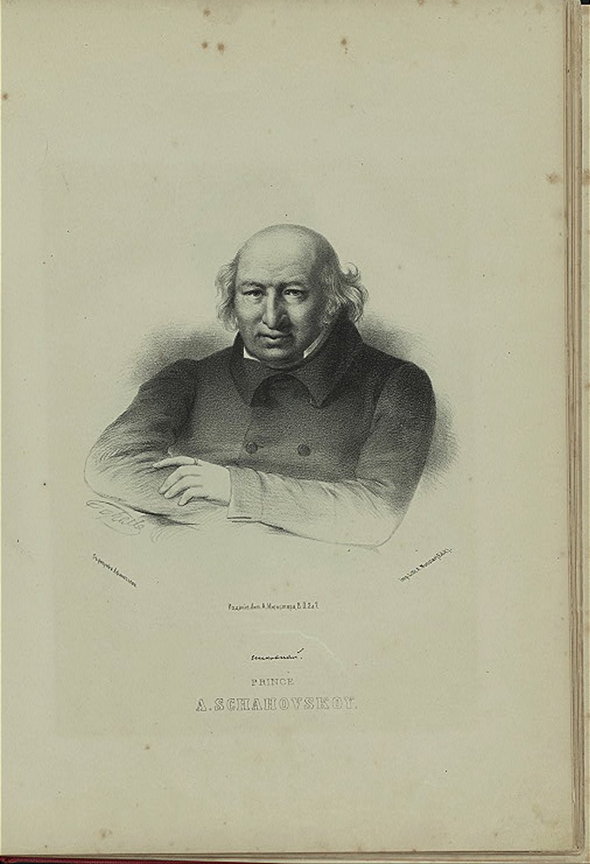 Portræt af forfatteren Prins Alexander Shakhovskoi 1777-1846, 1860