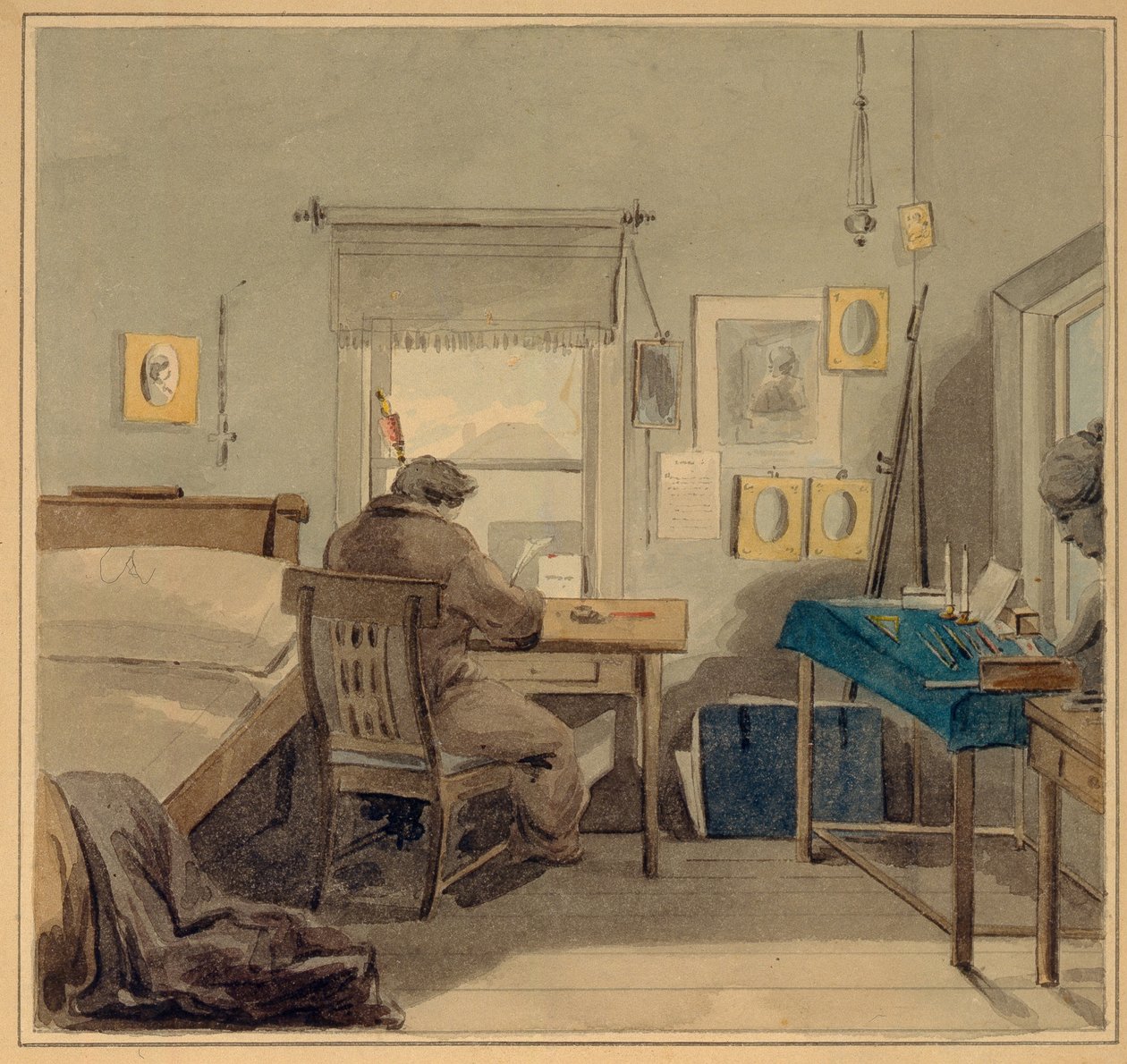 På arbejde. I Pavel Nashchokin House, 1824 af Pyotr Fyodorovich Sokolov