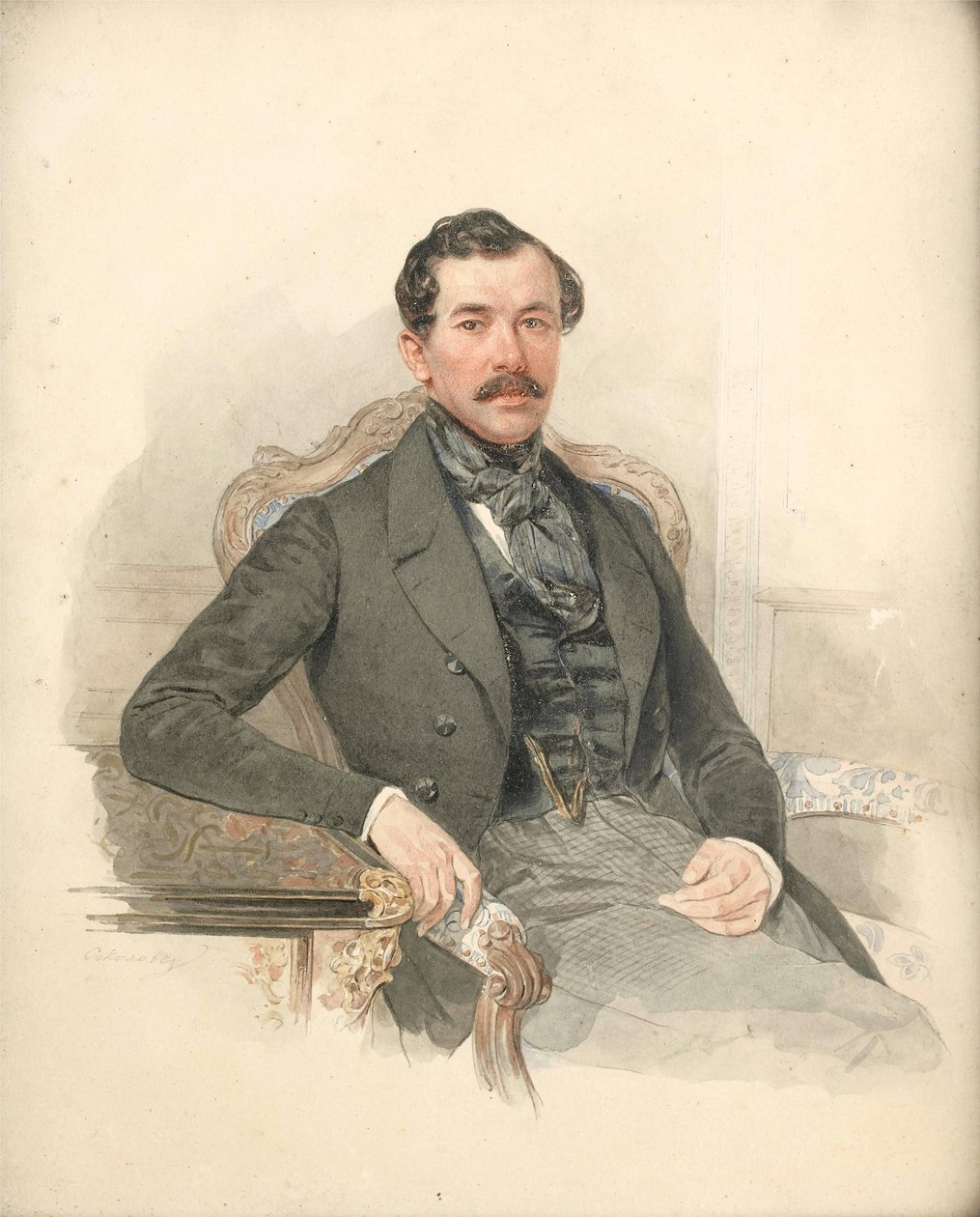 Maximilien de Leuchtenberg, mecene et mineralogiste - Portræt af Maximilian de Beauharnais, 3. hertug af Leuchtenberg (1817-1852) - Pyotr Fyodorovich Sokolov (1791-1848). Akvarel på pap Dimension : 25x21 cm Privat samling af Pyotr Fyodorovich Sokolov