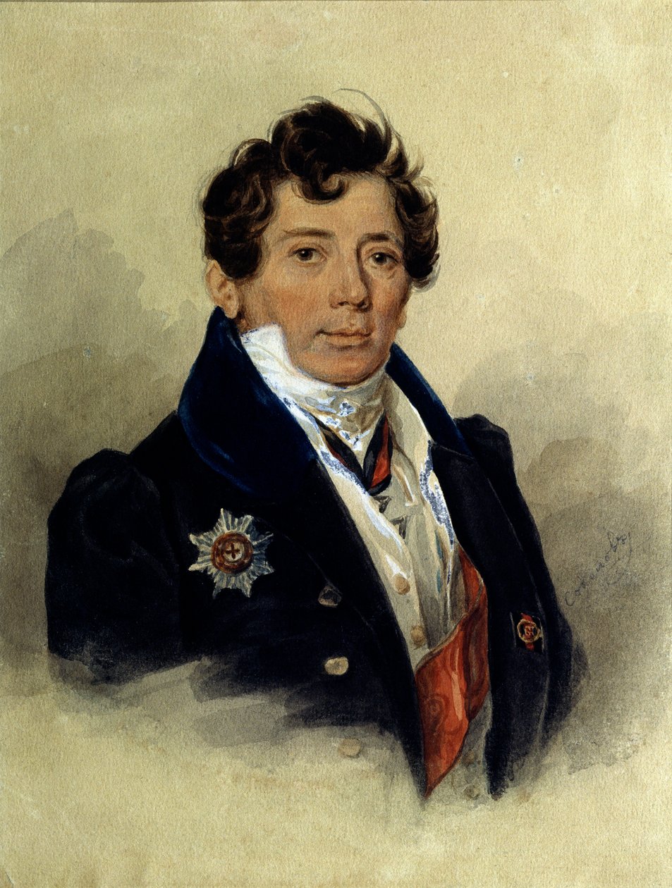 ""Portræt af Alexander Turgenev (1784-1846), russisk historiker og statsmand"" Litografi af Pyotr Fyodorovich Sokolov (1791-1848) 1816 Pushkin Memorial Museum, Sankt Petersborg af Pyotr Fyodorovich Sokolov