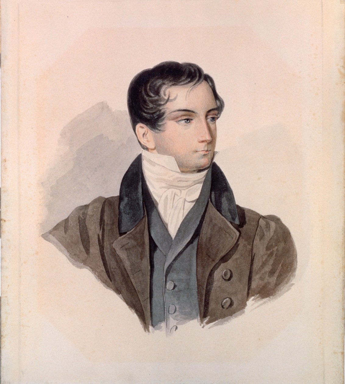 Portræt af digteren Dimitri (Dmitri) Venevitinov (1805-1827). Kunstværk af Pyotr (Piotr) Fyodorovich Sokolov (Pierre Sokolov) (1791-1848), akvarel på papir af Pyotr Fyodorovich Sokolov