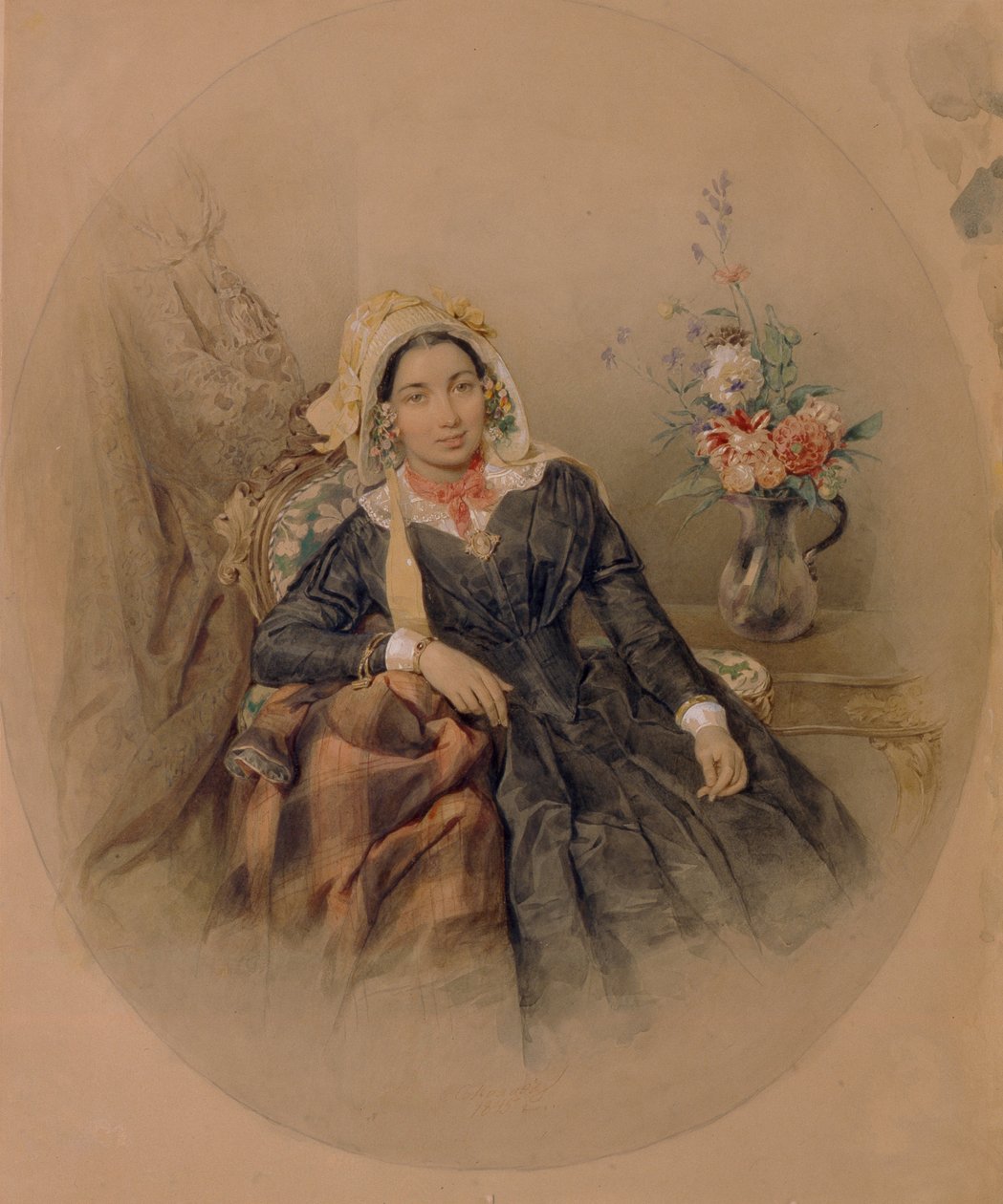 Portræt af baronesse Iuliania Ivanovna Klodt von Juergensburg, 1845 af Pyotr Fyodorovich Sokolov