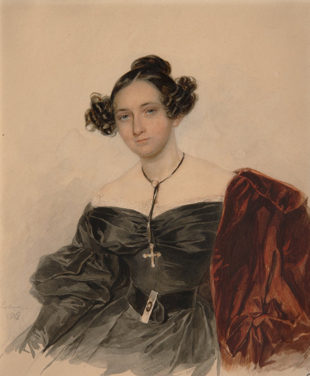 Portræt af grevinde Nadezhda Ivanovna Golitsyna 1796-1868, født grevinde Kutaysova, 1832 af Pyotr Fyodorovich Sokolov