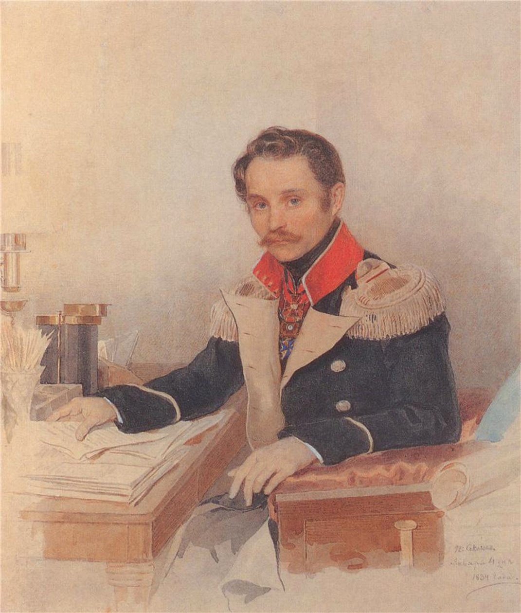 Portræt af Leonty Vasilievich Dubelt 1792-1862, stabschef for Gendarmes Corps, 1834 af Pyotr Fyodorovich Sokolov