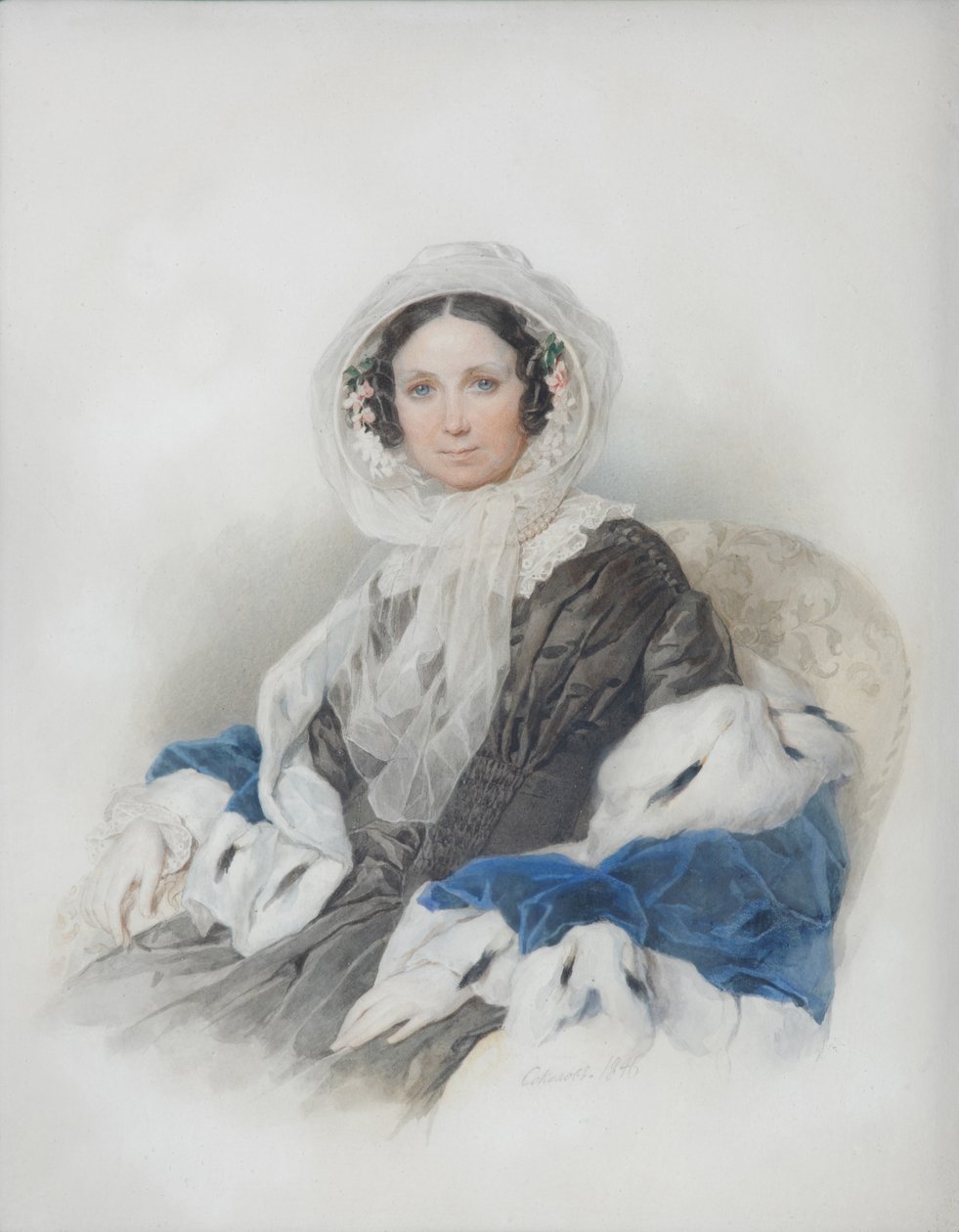 Portræt af Yelena Fyodorovna Ryumina 1800-1874, 1846 af Pyotr Fyodorovich Sokolov