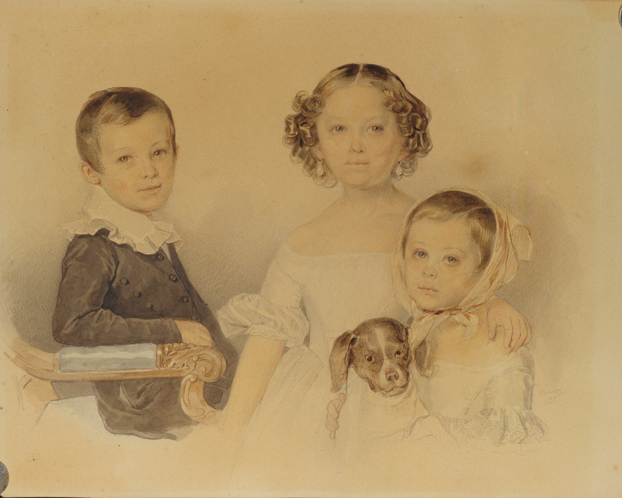 Portræt af Lanskoy-børnene, 1839 af Pyotr Fyodorovich Sokolov