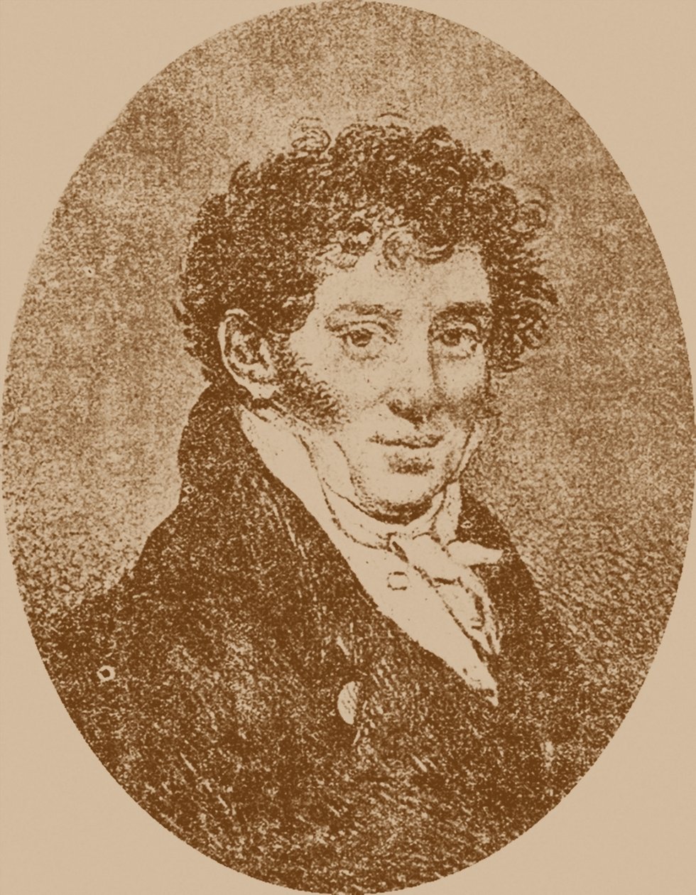 Portræt af komponisten og guitaristen Andrei Osipovich Sychra 1773-1850, 1817. af Pyotr Fyodorovich Sokolov