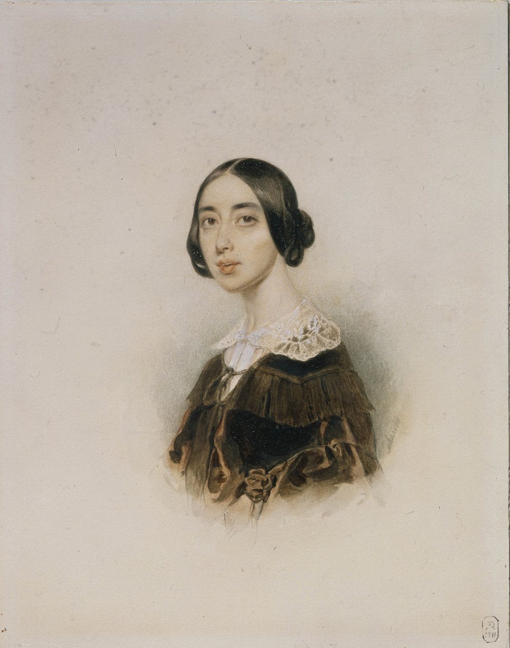 Portræt af sangerinden og komponisten Michelle Pauline Viardot-García 1821-1910, 1843-1845 af Pyotr Fyodorovich Sokolov