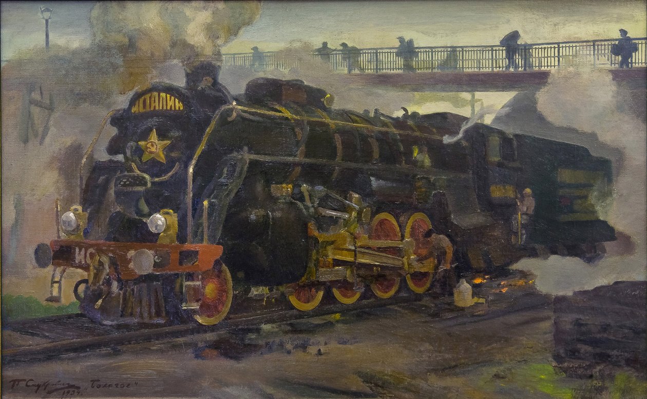 Lokomotiv IS20 par Smukrovich, Pyotr Iosifovich (1878-1942). Olie på lærred, størrelse: 55x89 af Pyotr Iosifovich Smukrovich