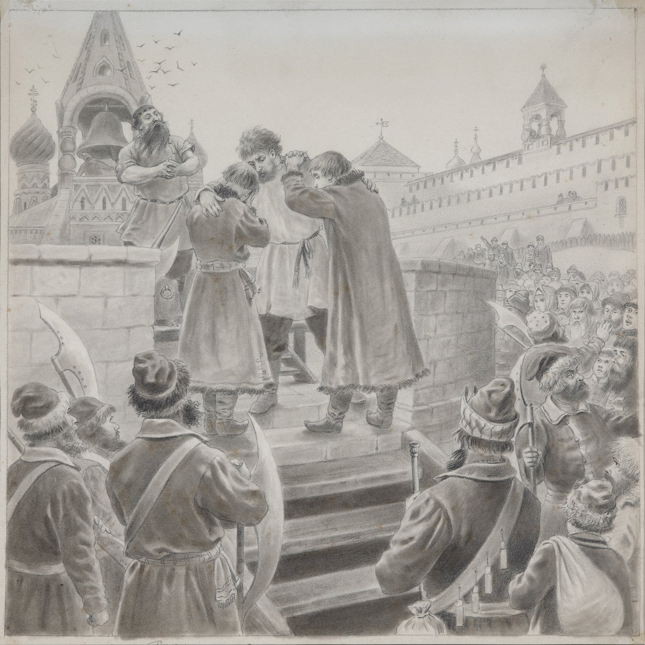 Illustration til digtet The Song of the Merchant Kalashnikov af M. Lermontov af Pyotr Ivanovich Korovin