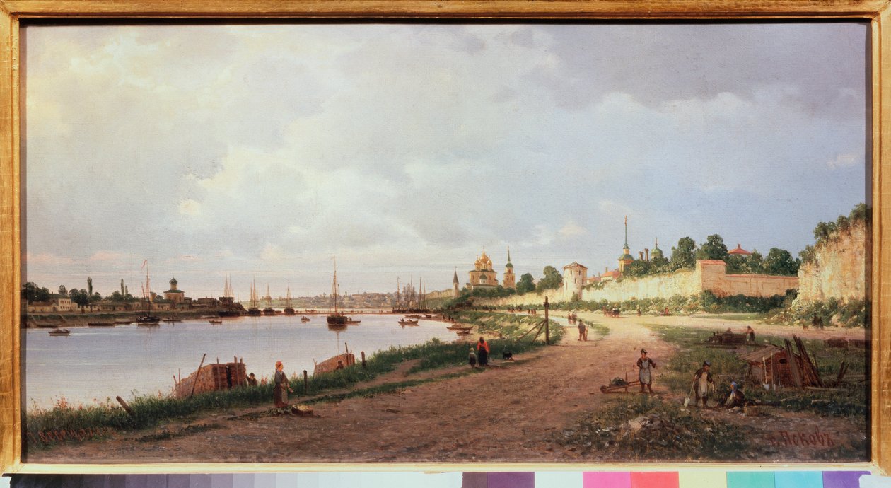 Pskov (Rusland) (Pskov) - Maleri af Pyotr Petrovich Vereshchagin (Pyotr Vereshchagin) (1836-1886), olie på lærred af Pjotr ​​​​Petrowitsch Wereschtschagin