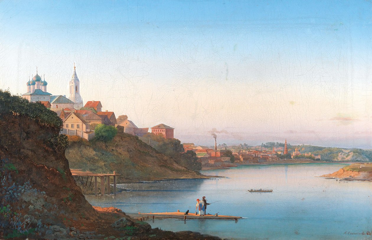 Dormition-kirken på Krutitsy i Moskva med Simonov-klosteret i baggrunden, 1858. af Pyotr Sergeevich Stepanov