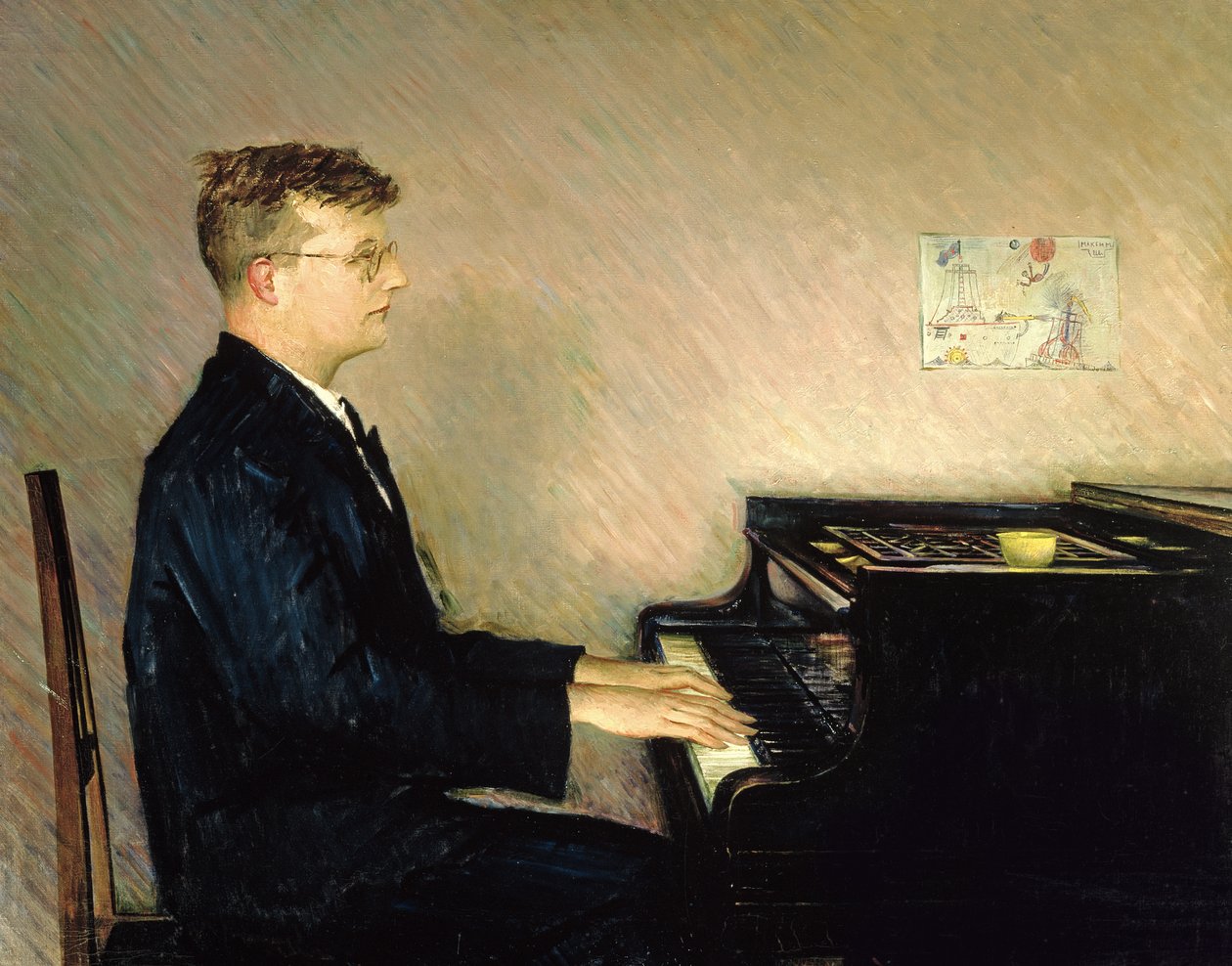 Portræt af Dmitry Shostakovitch (1906-75) 1947 (olie på lærred) af Pyotr Vladimirovich Willyams