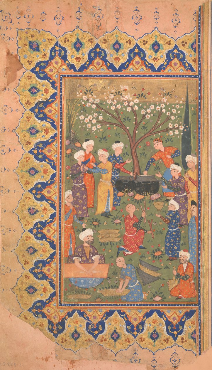 Forberedelse til et middagsmåltid, folio fra en Divan Samlede værker af Mir 