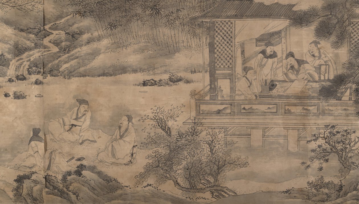 Digtere samles i orkidépavillonen, dateret 1607. af Qian Gong