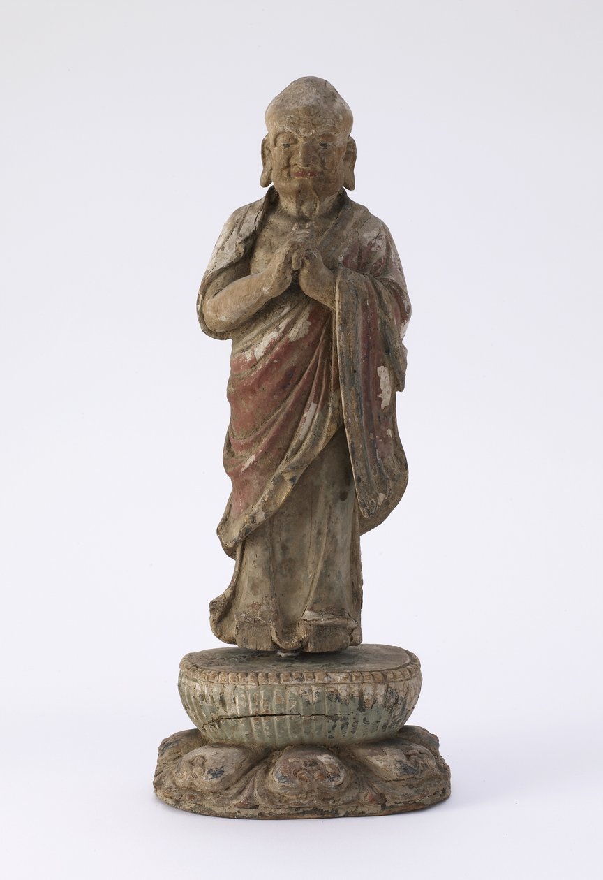 Figur af munken Ka-yeh (Kasyapa) (træ og gesso) af Qing Dynasty Chinese School