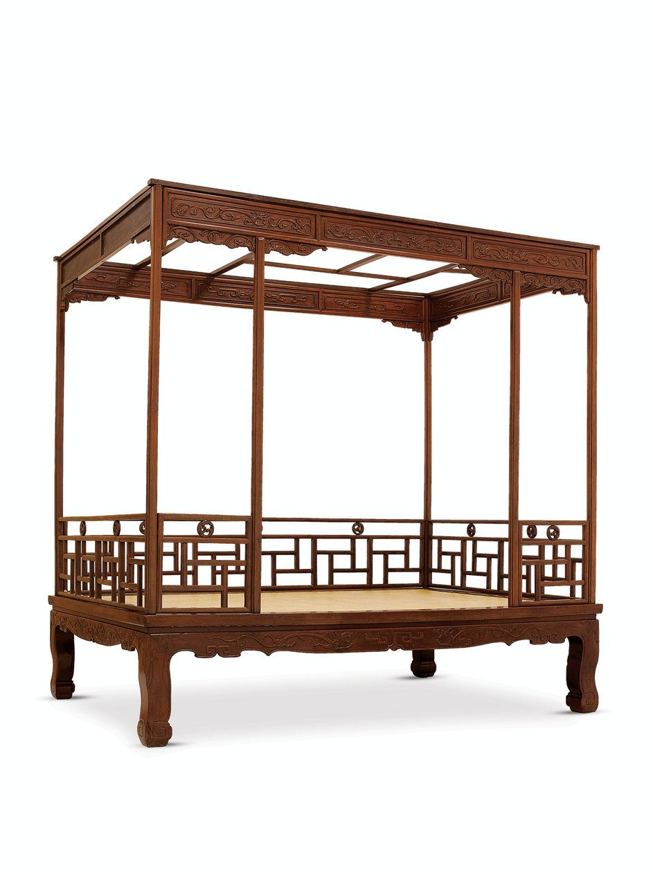 Huanghuali himmelseng med seks stolper, Jiazichuang Qing-dynastiet (træ) (se også 469035) af Qing Dynasty Chinese School