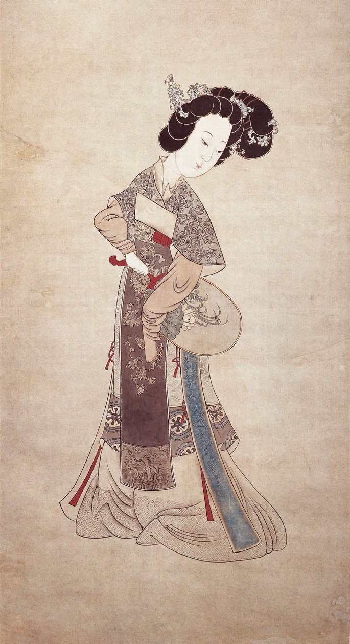 Lady of China, af Ren Shyong (maleri på silke) af Qing Dynasty Chinese School
