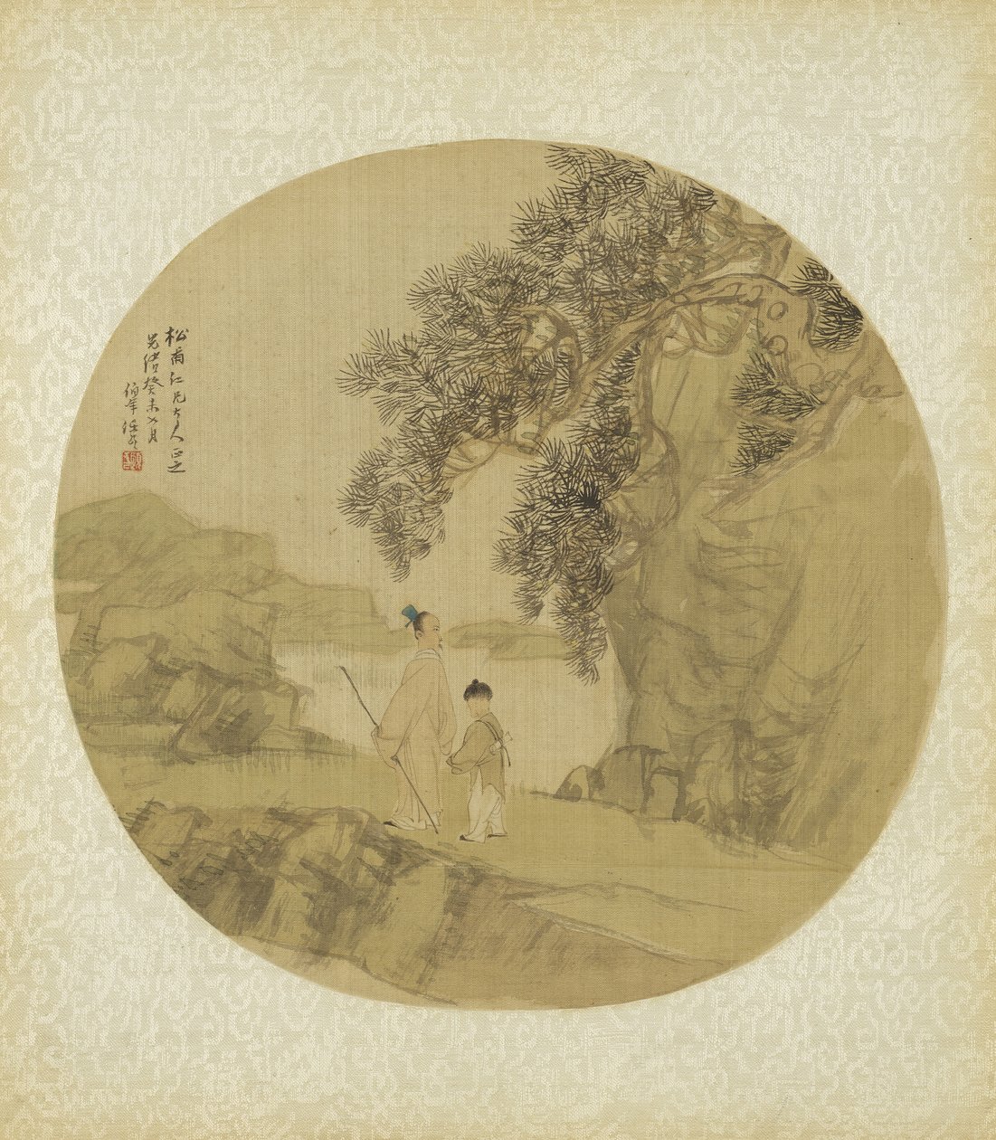 Landskab med figurer, 1883 af Qing Dynasty Chinese School