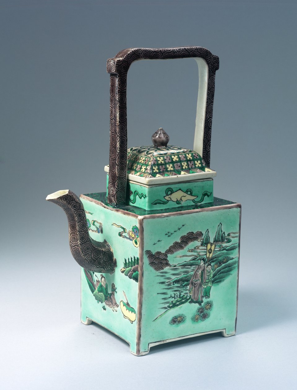 Stor Famille Verte tekande, Kangxi periode (1662-1722) (porcelæn) af Qing Dynasty Chinese School