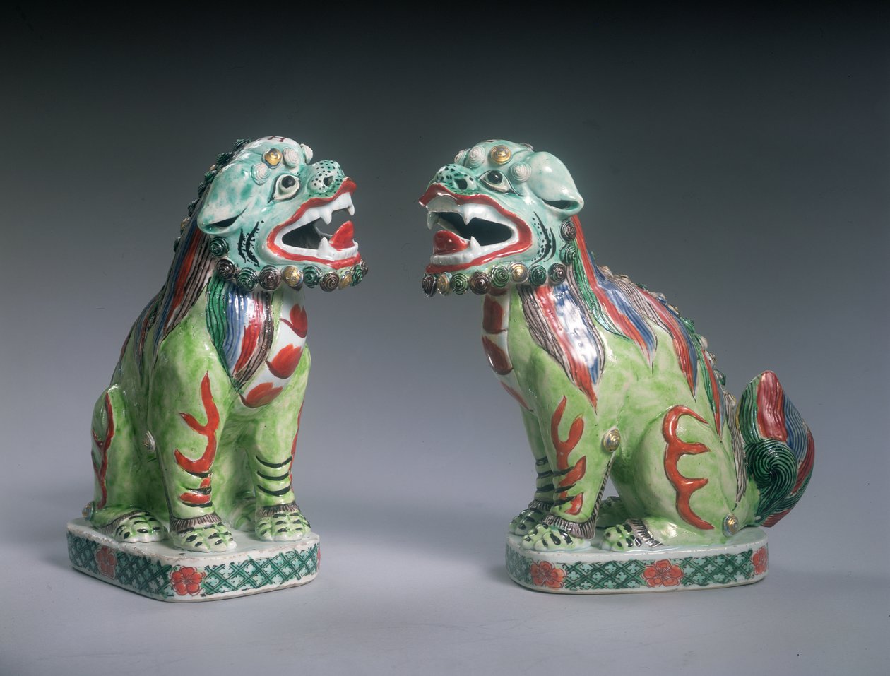 Par Famille Verte Lions, Kangxi-perioden (1662-1722) (porcelæn) af Qing Dynasty Chinese School
