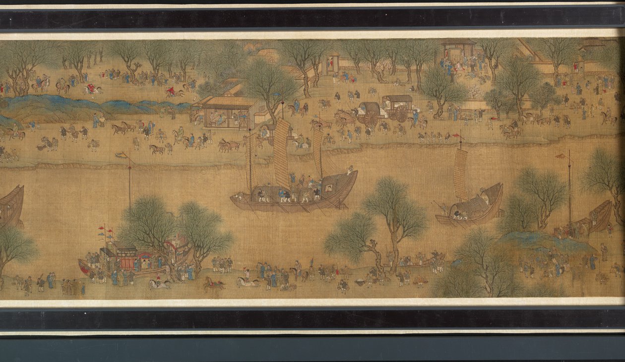 Spring Festival on the River (detaljer), håndscroll af Qing Dynasty Chinese School