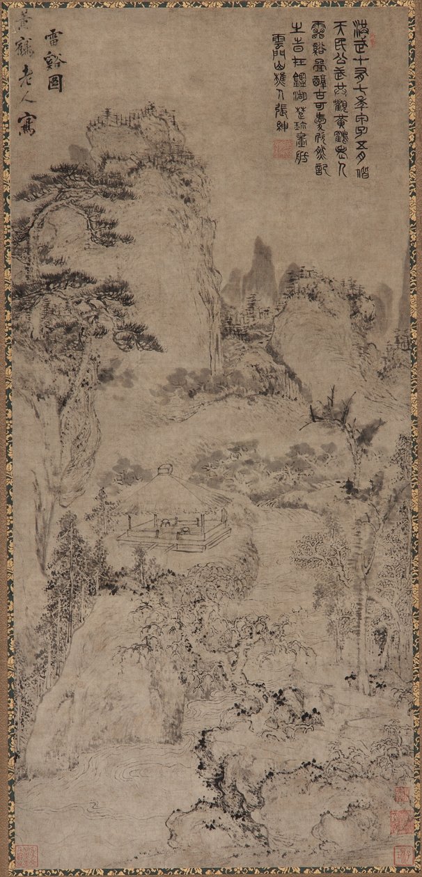 Thunder Creek (blæk på gråt papir) af Qing Dynasty Chinese School