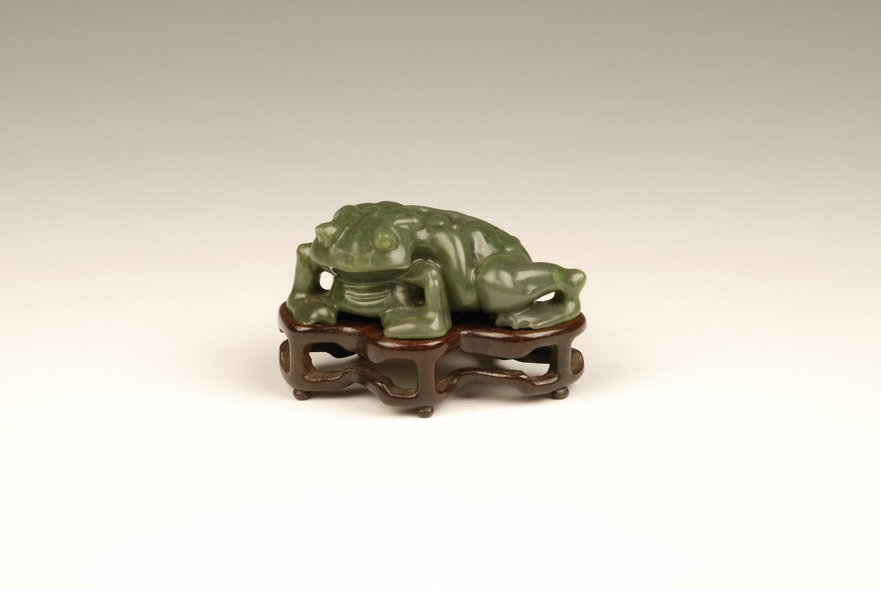 Tudsestatuette (jade) af Qing Dynasty Chinese School