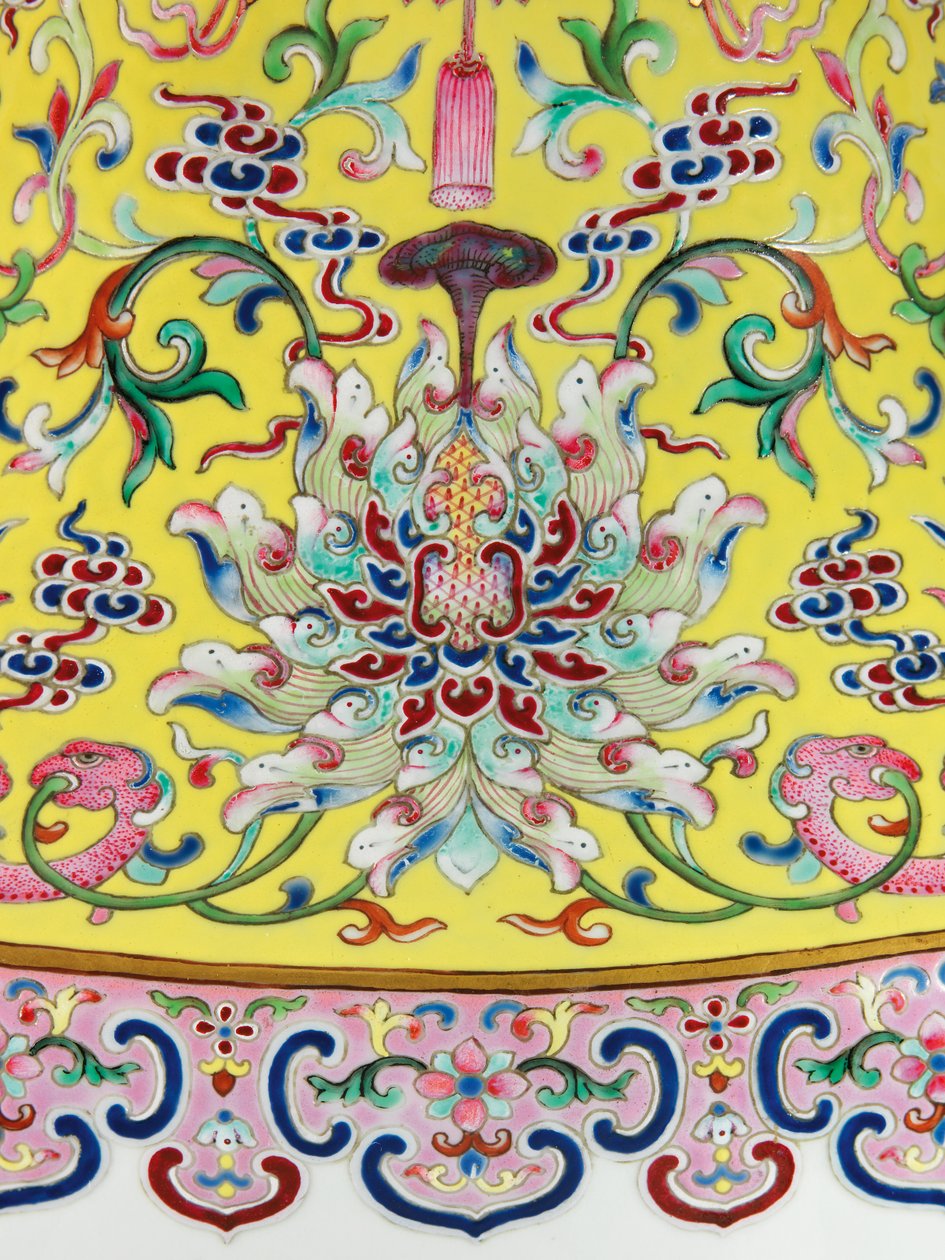 Detalje fra en af et par Imperial Famille Rose vaser (keramik) af Qing Dynasty   Jiaqing Period Chinese School