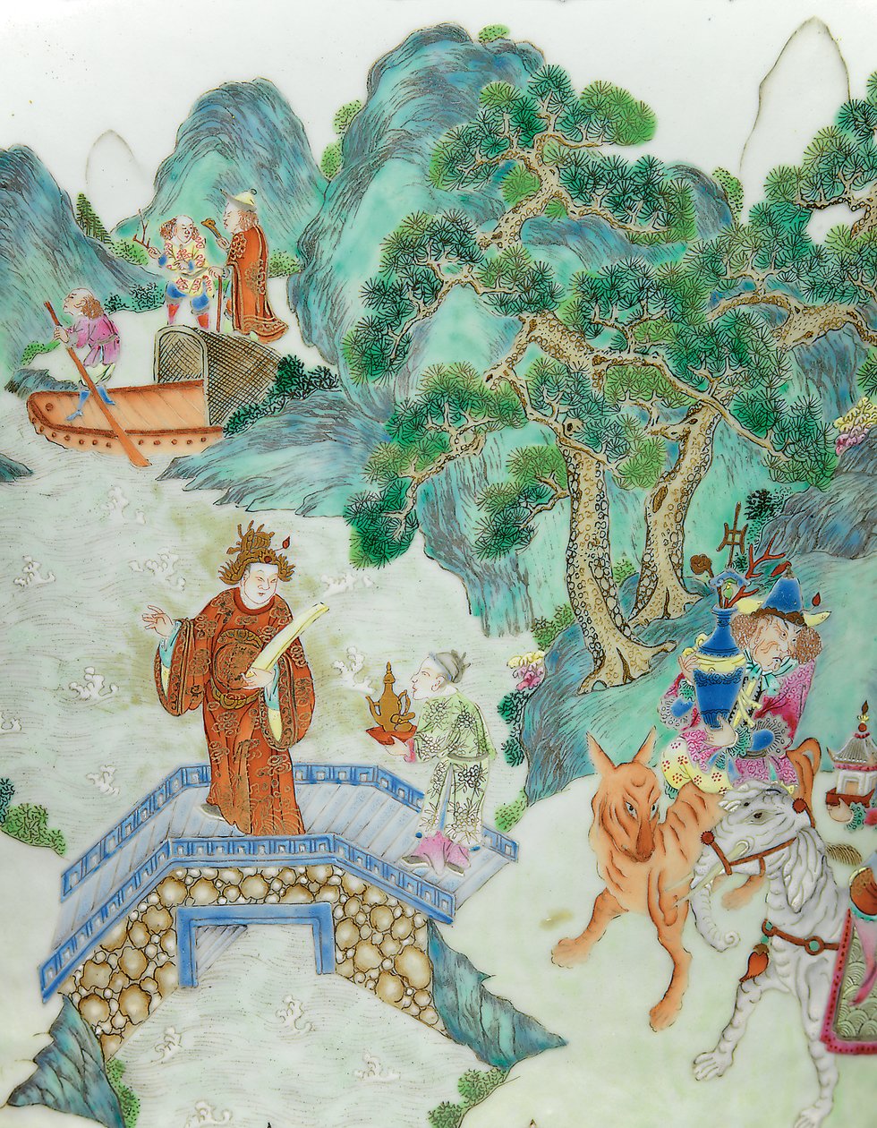 Detalje fra en af et par Imperial Famille Rose vaser (keramik) af Qing Dynasty   Jiaqing Period Chinese School