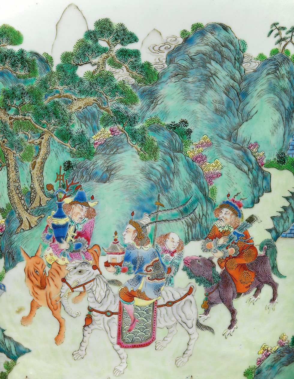 Detalje fra en af et par Imperial Famille Rose vaser (keramik) af Qing Dynasty   Jiaqing Period Chinese School