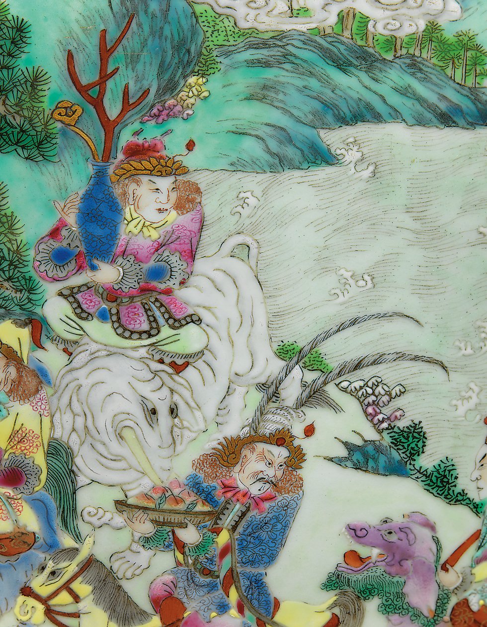 Detalje fra en af et par Imperial Famille Rose vaser (keramik) af Qing Dynasty   Jiaqing Period Chinese School