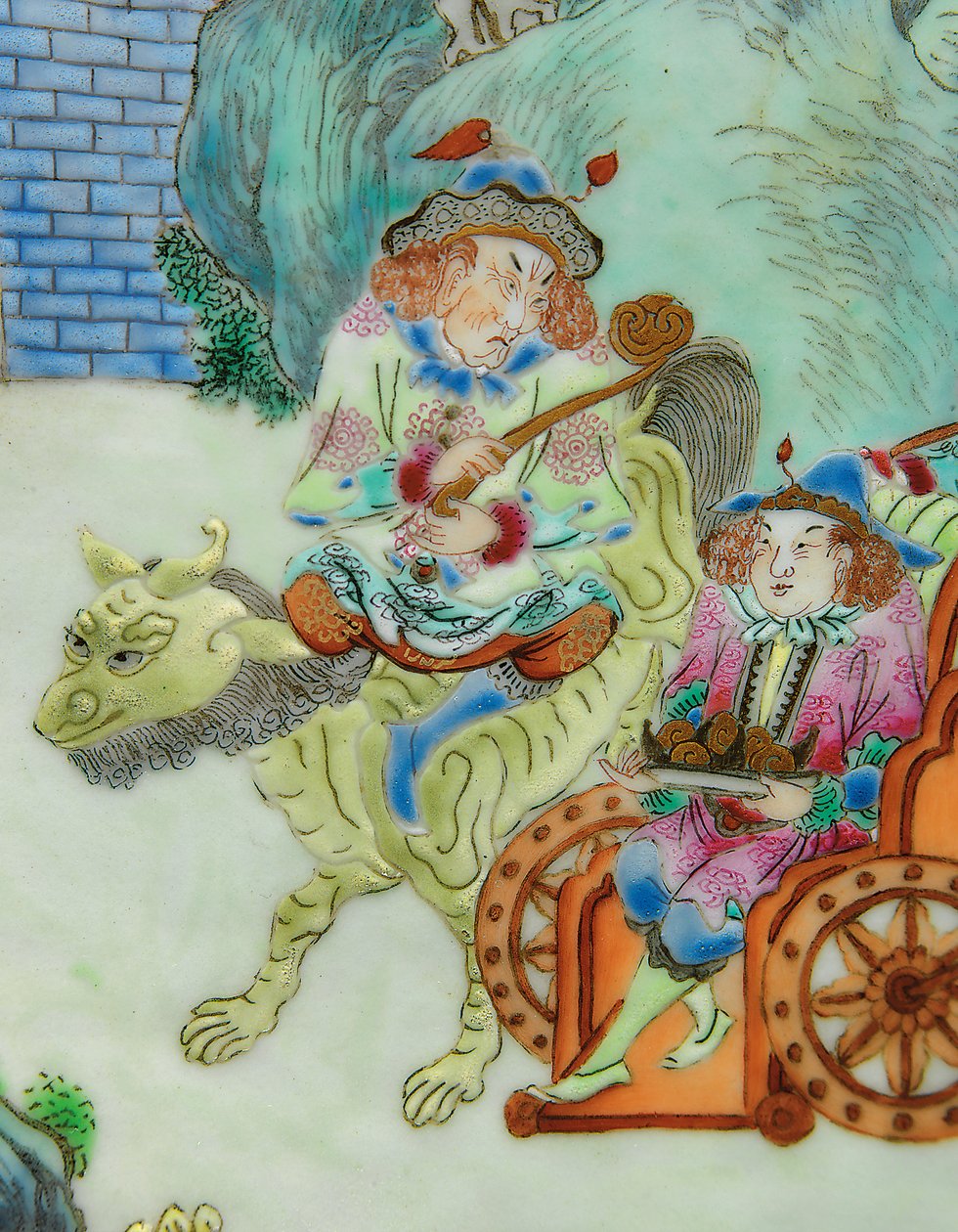Detalje fra en af et par Imperial Famille Rose vaser (keramik) af Qing Dynasty   Jiaqing Period Chinese School