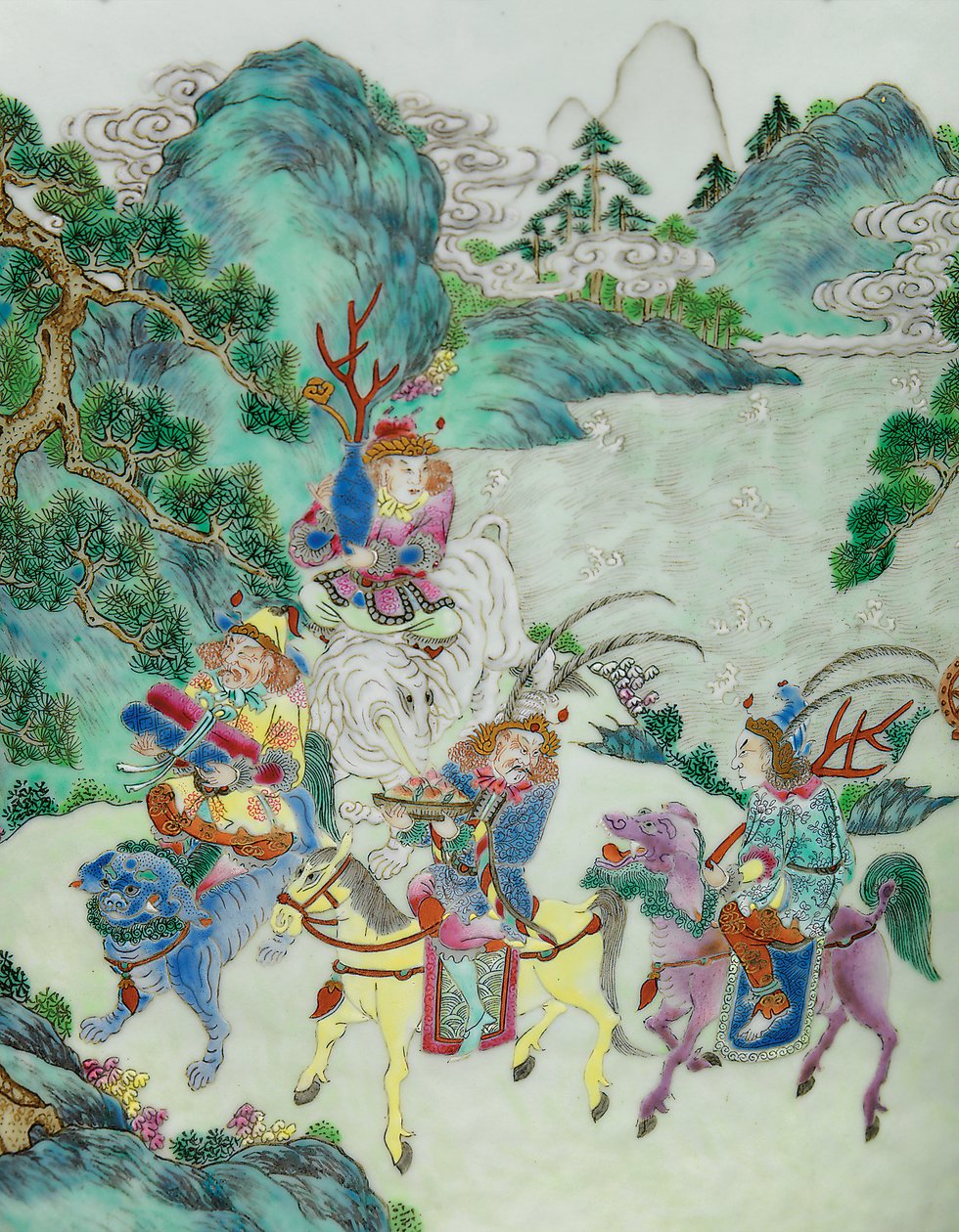 Detalje fra en af et par Imperial Famille Rose vaser (keramik) af Qing Dynasty   Jiaqing Period Chinese School