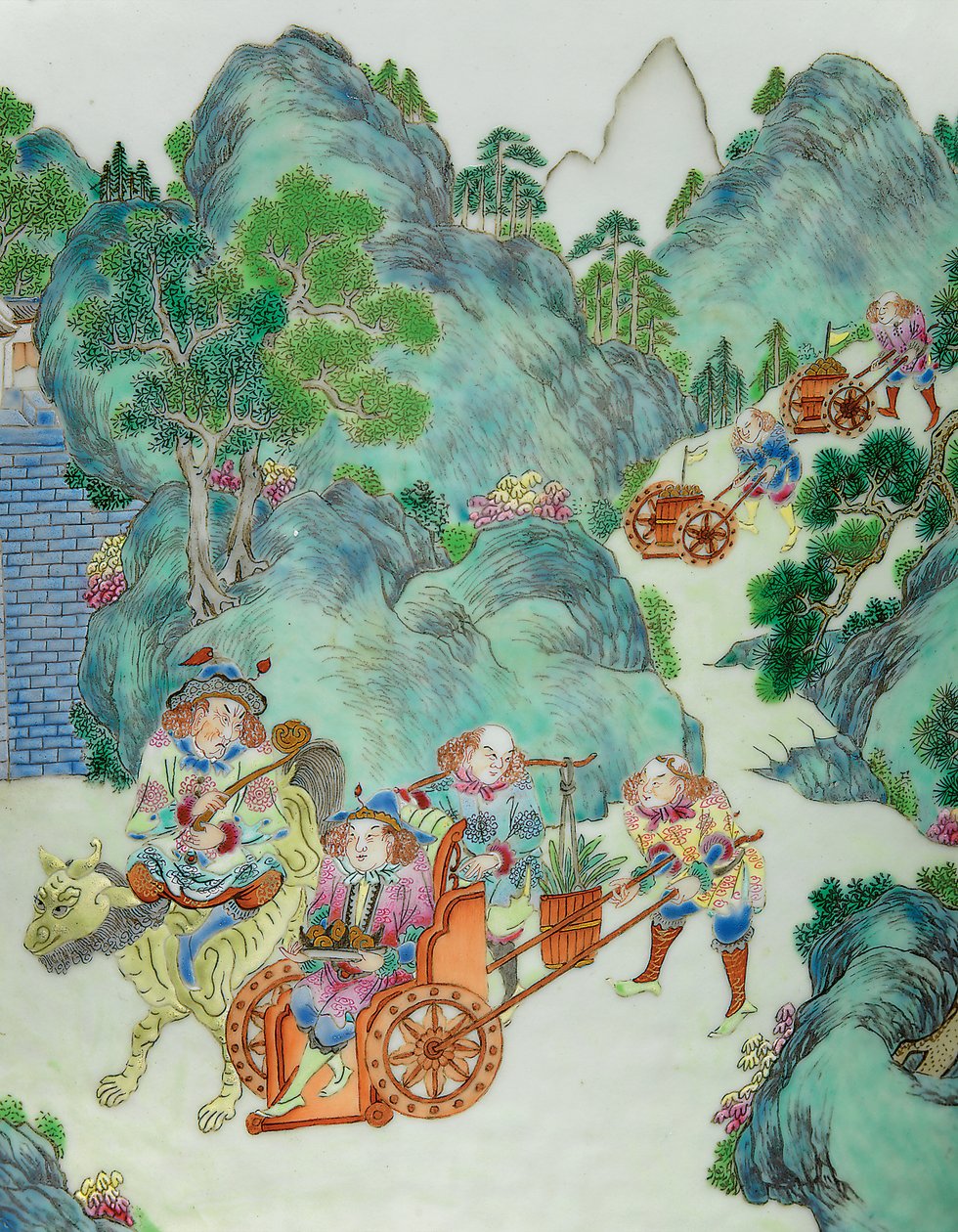 Detalje fra en af et par Imperial Famille Rose vaser (keramik) af Qing Dynasty   Jiaqing Period Chinese School