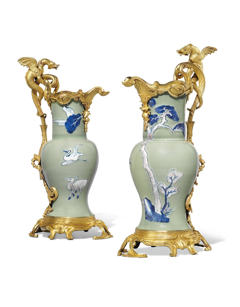 Et par Ludvig XV ævle, porcelæn 1662-1722, beslag ca. 1745-49 af Qing Dynasty   Kangxi Period Chinese