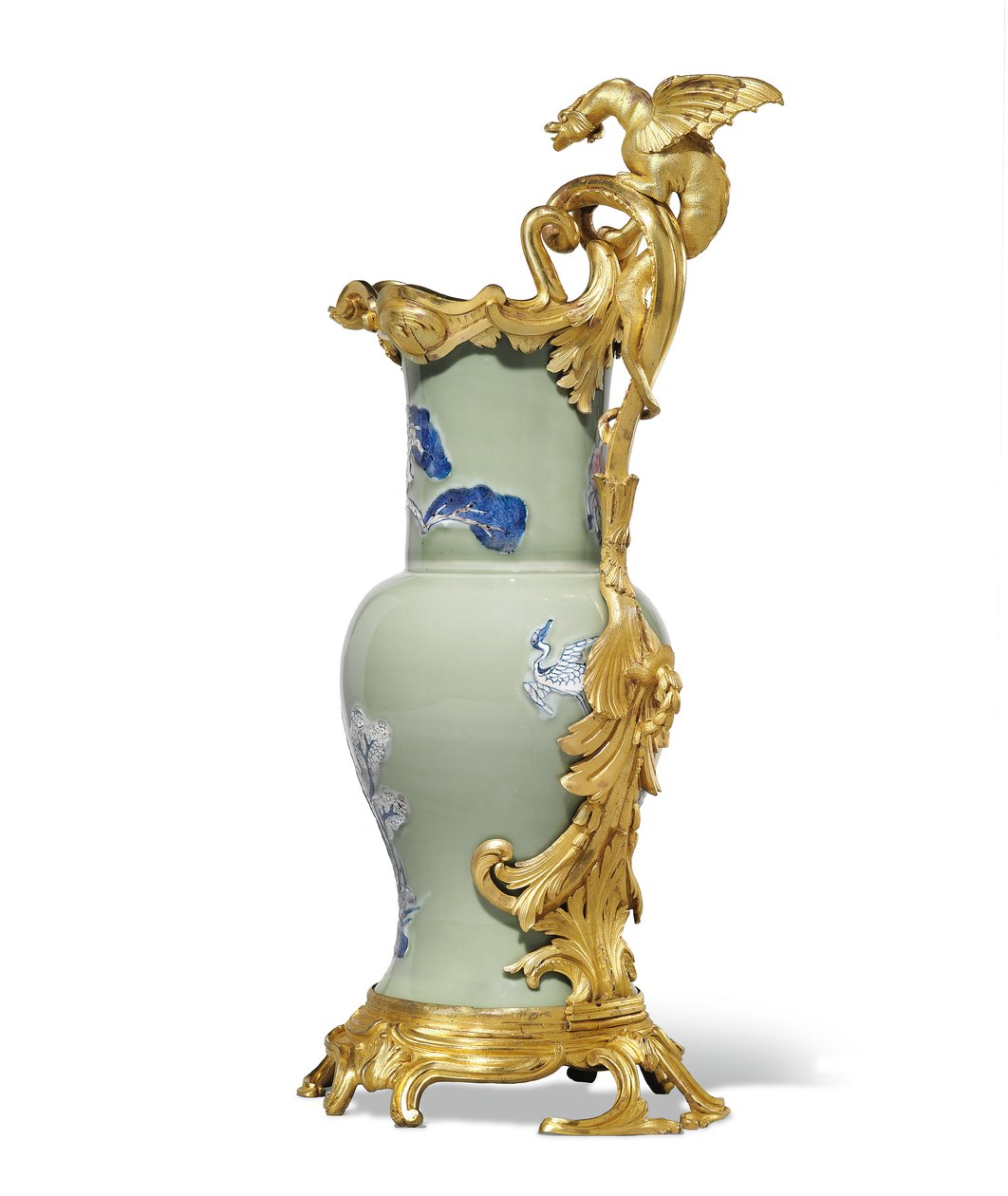En af et par Ludvig XV ævle, porcelæn 1662-1722, beslag ca. 1745-49 af Qing Dynasty   Kangxi Period Chinese