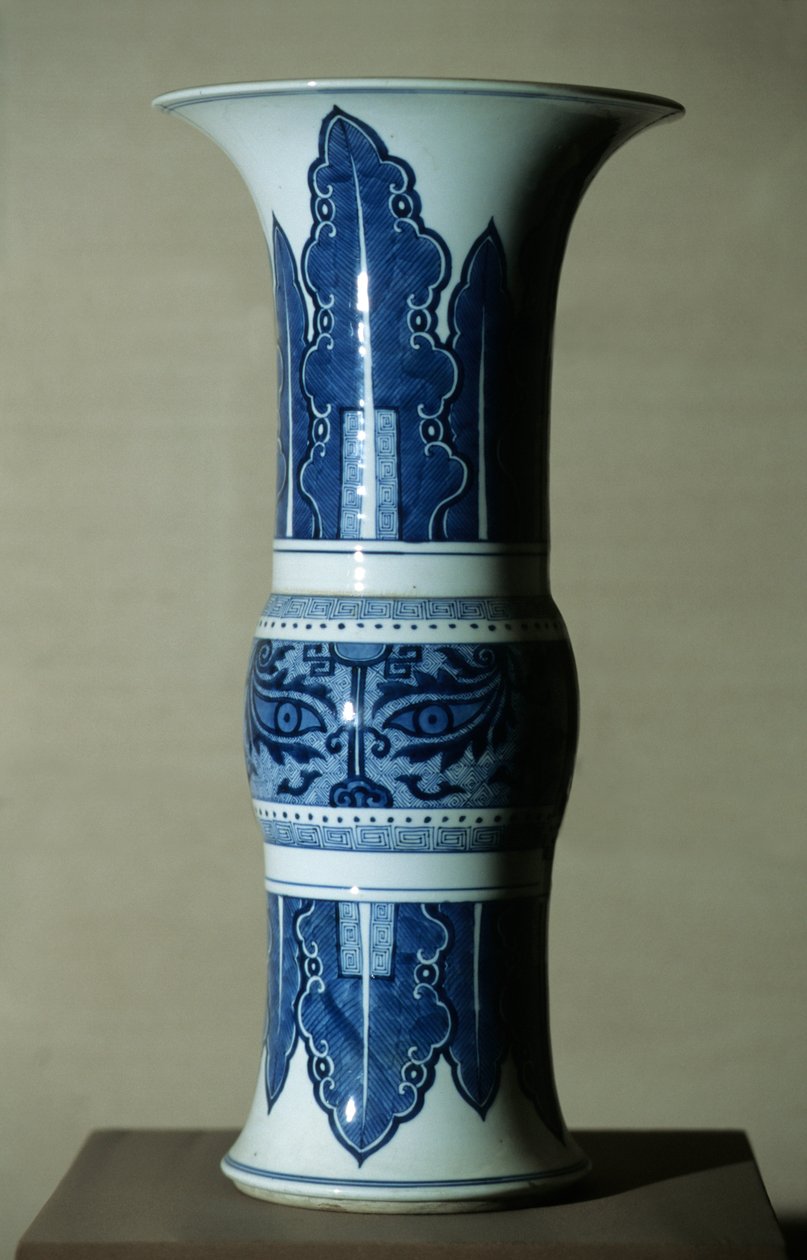 Blå hvid porcelænsvase af Qing Dynasty   Kangxi Period Chinese School