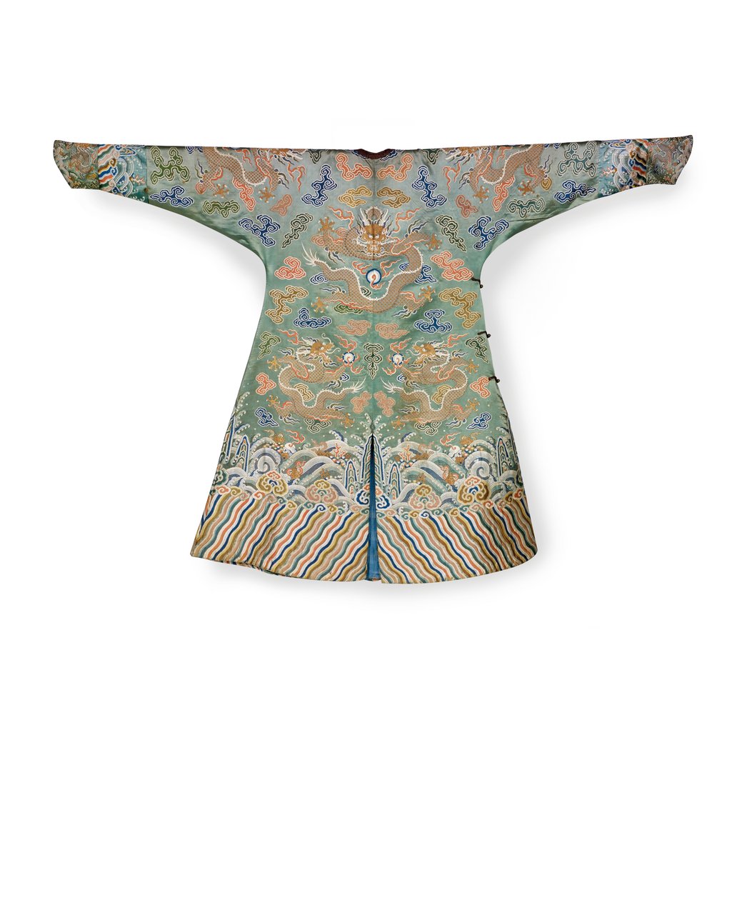 Celadon silke hofkjole til en kejserlig prinsesse, Jifu, Kina (silke) af Qing Dynasty Chinese School