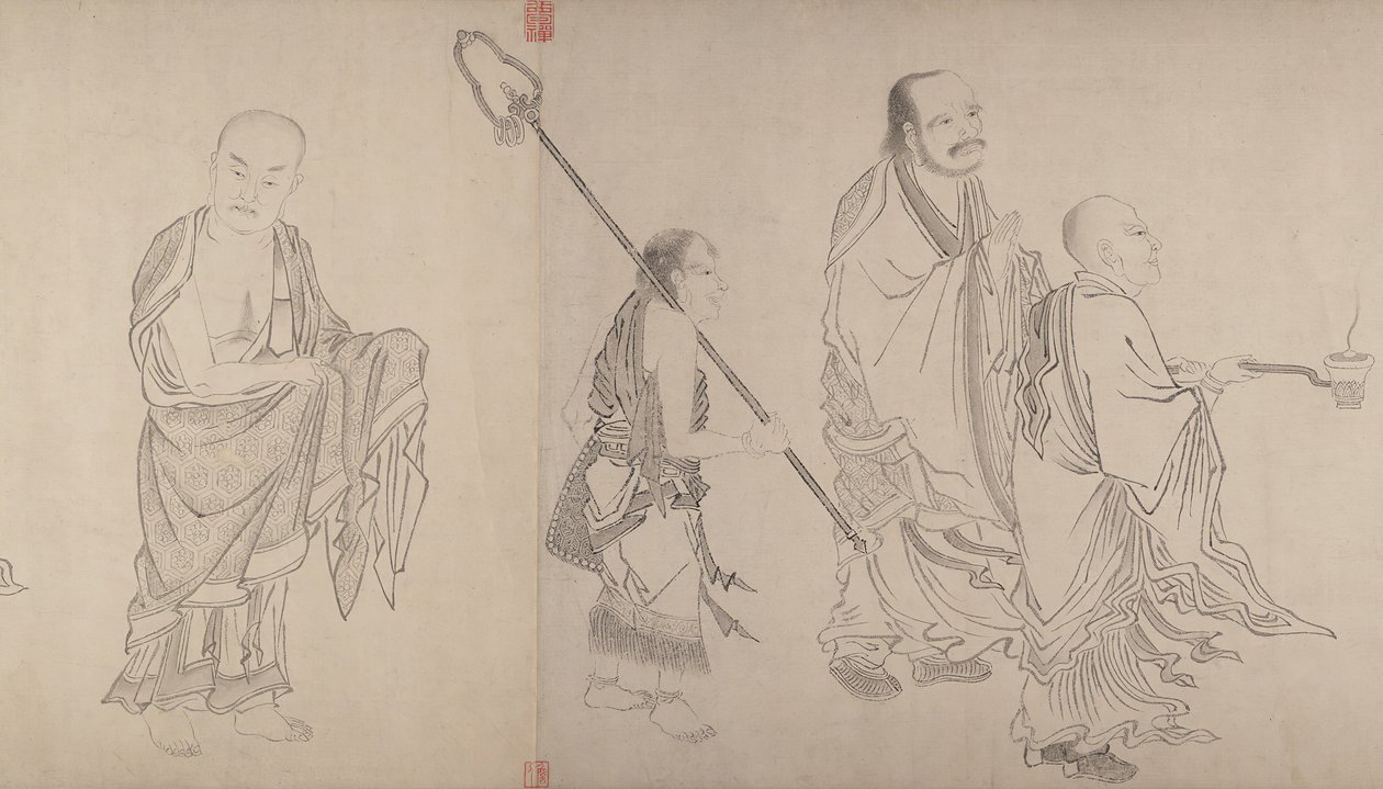 The Sixteen Luohans, 1500-tallet. af Qiu Ying