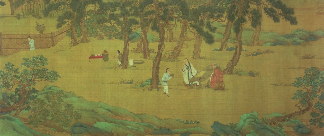 Zhao Mengfu skriver hjertesutraen i bytte for te af Qiu Ying