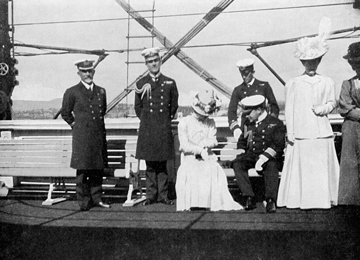Om bord på den kongelige yacht Victoria og Albert III, Christiania Oslo, Norge, 1908. af Queen Alexandra