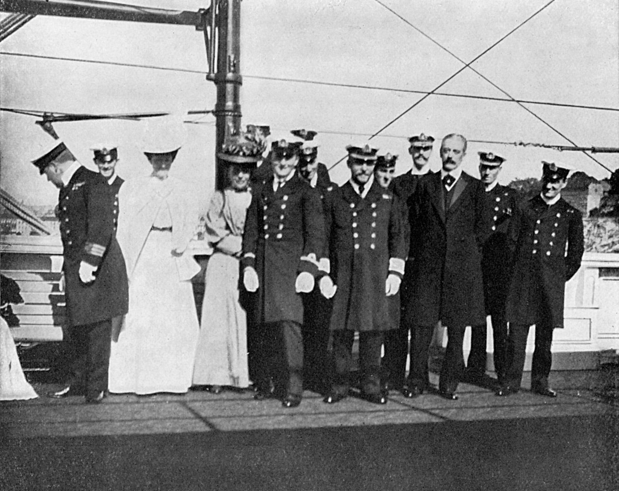 Om bord på den kongelige yacht Victoria og Albert III, Christiania Oslo, Norge, 1908. af Queen Alexandra