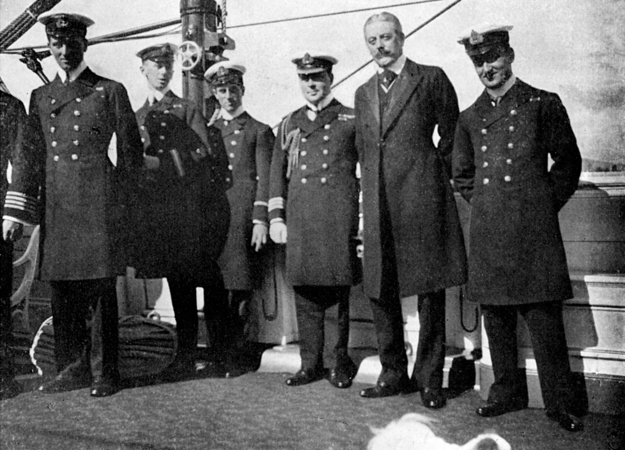 Om bord på den kongelige yacht Victoria og Albert III, Christiania Oslo, Norge, 1908. af Queen Alexandra